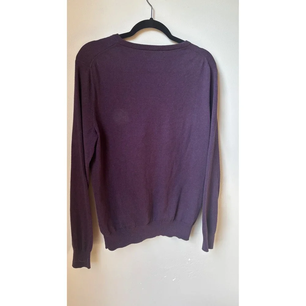 J.Crew Mens Small Purple V Neck Sweater Cotton Cashmere Blend Long Sleeve Knit